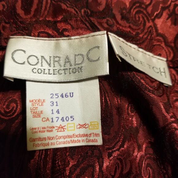 Vintage Womens Dress Pants Size 14 Burgundy Lightweight 90s Paisley Retro - Picture 11 of 12